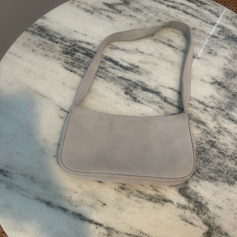 Suede baby blue shoulder bag